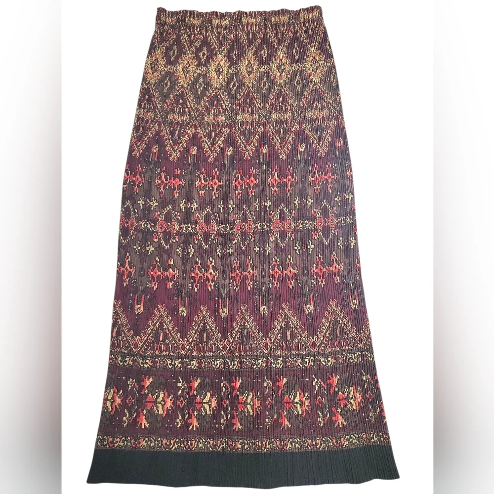 Norton McNaughton Vintage Accordion Ikat Style Pencil Midi Skirt Free Size - Picture 2 of 10